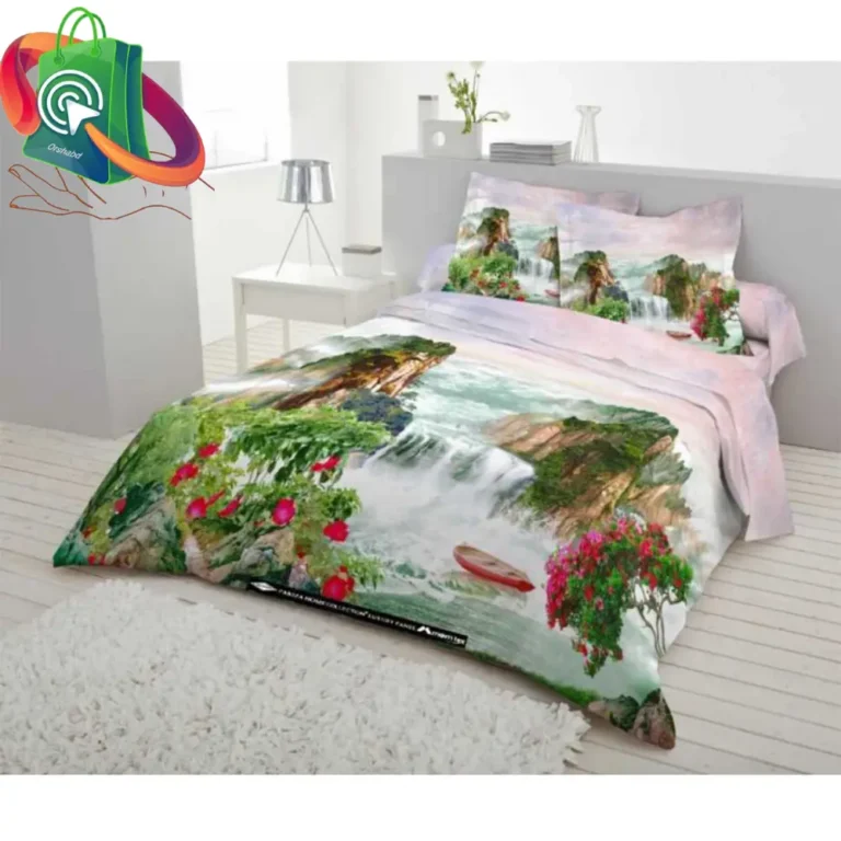 Luxury 3D Scenery Design Cotton King Size Bedsheet