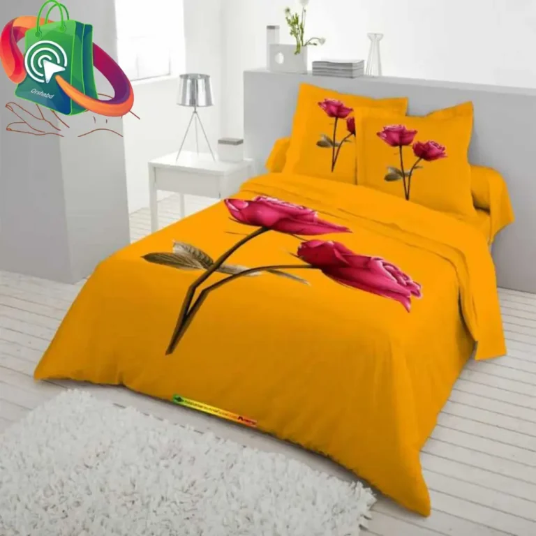 Yellowish Red Rose Exclusive Cotton King Size Bed sheet